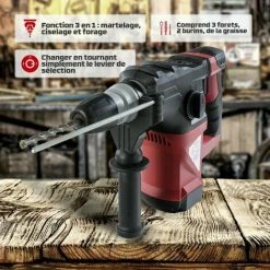 AREBOS 3en1 Marteau Électrique Perforateur Perceuse à Percussion | 1500W | TÜV Testé - Rouge 10 AREBOS 3en1 Marteau Électrique Perforateur Perceuse à Percussion | 1500W | TÜV Testé - Rouge -Perceuse Soldes 2022 10778917 4
