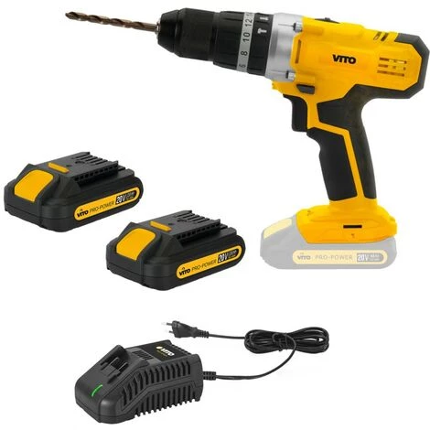 VITO PRO-POWER Perceuse Visseuse Sans Fil 20V VITOPOWER + 2 Batteries 2.0 Ah + 1 Chargeur Rapide 3 VITO PRO-POWER Perceuse Visseuse Sans Fil 20V VITOPOWER + 2 Batteries 2.0 Ah + 1 Chargeur Rapide