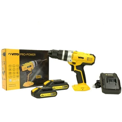 VITO PRO-POWER Perceuse Visseuse Sans Fil 20V VITOPOWER + 2 Batteries 2.0 Ah + 1 Chargeur Rapide 7 VITO PRO-POWER Perceuse Visseuse Sans Fil 20V VITOPOWER + 2 Batteries 2.0 Ah + 1 Chargeur Rapide – Image 5
