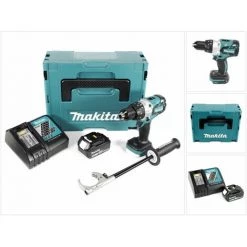 Makita DHP 481 RT1J Brushless Perceuse à Percussion Sans Fil 115 Nm + Boîtier MAKPAC + 1x Batterie 5Ah Li-Ion + Chargeur DC18 RC