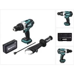 Makita DHP 458 Z 18V Li-ion Perceuse-visseuse Sans Fil 91 Nm + Set D'embouts édition Dinotech De 31 Pièces - Sans Batterie - Sans Chargeur
