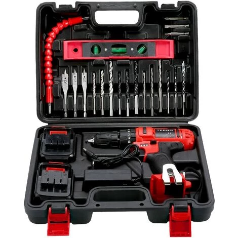 Perceuse Visseuse A Percussion Sans Fil TEENO PSR 21V ,2*1.5A Batteries Visseuse Devisseuse Sans Fil,20 Accessoires,Gants Professionnels - Rouge 4 Perceuse Visseuse A Percussion Sans Fil TEENO PSR 21V ,2*1.5A Batteries Visseuse Devisseuse Sans Fil,20 Accessoires,Gants Professionnels - Rouge – Image 2