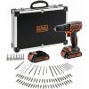 BLACK & DECKER BDCDC18BAFC-QW Perceuse-Visseuse Sans Fil - 18V - 1,5 Ah - 2 Batteries - Chargeur Inclus - 80 Accessoires - Livrée En Malette