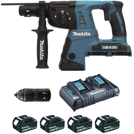 Perforateur-Burineur SDS+ 36V MAKITA - 2x18V Li-ion 5Ah - 26mm - 4xbatteries + 1xchargeur Rapide + 2 Coffrets Transport + Accessoires - DHR264PT4J 3 Perforateur-Burineur SDS+ 36V MAKITA - 2x18V Li-ion 5Ah - 26mm - 4xbatteries + 1xchargeur Rapide + 2 Coffrets Transport + Accessoires - DHR264PT4J
