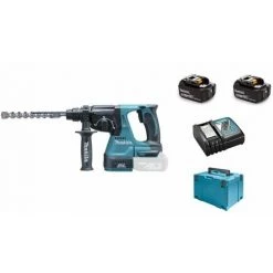 Makita DHR243RTJ Perfo-burineur SDS-plus à Batteries 18V Li-Ion Set (2x Batterie 5,0Ah) + Mandrin Interchangeable Dans MAKPAC - Moteur Sans Charbon