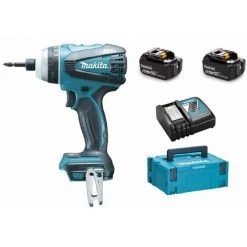 Makita DTP141RTJ - Set Perceuse Visseuse Li-Ion 18V Multifonction (2x Batterie 5.0Ah) Dans MAKPAC - Moteur Brushless - 22Nm