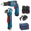 Pack 12V BOSCH: Visseuse Plaquistes GTB 12V-11 + Perceuse D'angle GWB 12V-10 + 2 Batt 2Ah + 2 Coffrets L-BOXX