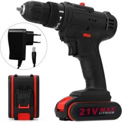 ASUPERMALL 21V Multifonctionnel Electrique A Percussion Sans Fil Drill Haute Puissance Batterie Au Lithium Rechargeable Sans Fil Perceuses Main Accueil Bricolage Outils Electriques, Batterie 2Pcs