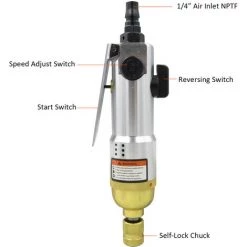 ASUPERMALL 1/4" Pneumatique Air Tournevis Droit Industriel Main 9000Rpm Reversible Tournevis -Perceuse Soldes 2022 20277269 3
