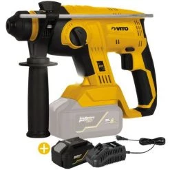 VITO PRO-POWER Marteau Perforateur SDS PLUS Sans Fil 20V Lithium Ion VITO EGO LI + Batterie 4AH + Chargeur Rapide