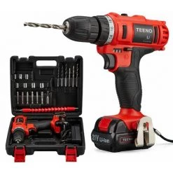 Perceuse Visseuse Sans Fil 21V, TEENO 1*1.5Ah Batteries Visseuse Devisseuse Sans Fil,21 Accessoires (Une Batterie)