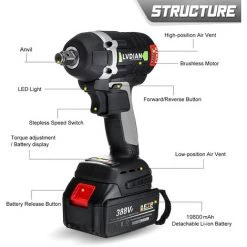 MANTA Clé à Choc électrique Sans Fil Brushless 1 Batterie 19800mAh, 388VF, 630N.m -Perceuse Soldes 2022 23724424 3