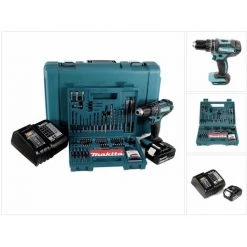 Makita DHP 482 STK Perceuse-visseuse à Percussion Sans Fil 18V 62Nm + 1x Batterie 5,0Ah + Chargeur + 100x Pièces Ensemble Foret + Coffret De Transport -Perceuse Soldes 2022 24035499 5