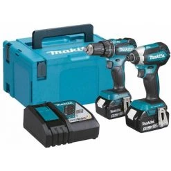 Makita DLX2283TJ - Set Perceuse Visseuse à Percussion Li-Ion 18V (DHP485) & Visseuse à Choc (DTD153) + 2x Batterie 5,0Ah - Moteur Brushless
