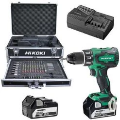 Perceuse Visseuse Percussion 18V 5.0Ah DV18DBSL HIKOKI - 2 Batteries + Chargeur + Coffret Alu 100 Accessoires - KC18DVZ
