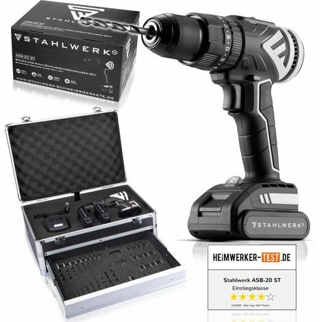 STAHLWERK Brushless Perceuse Visseuse à Batterie 20 V Moteur Sans Usure Et Sans Balai De Charbon 2 X 2 Ah Batteries Incluseés Chargeur Valise 2 Vitesses 7 Ans De Garantie 3 STAHLWERK Brushless Perceuse Visseuse à Batterie 20 V Moteur Sans Usure Et Sans Balai De Charbon 2 X 2 Ah Batteries Incluseés Chargeur Valise 2 Vitesses 7 Ans De Garantie
