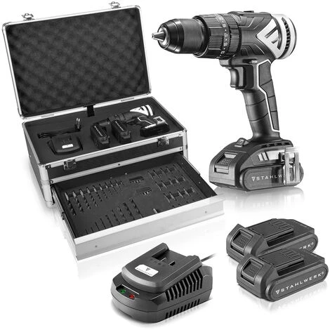 STAHLWERK Brushless Perceuse Visseuse à Batterie 20 V Moteur Sans Usure Et Sans Balai De Charbon 2 X 2 Ah Batteries Incluseés Chargeur Valise 2 Vitesses 7 Ans De Garantie 5 STAHLWERK Brushless Perceuse Visseuse à Batterie 20 V Moteur Sans Usure Et Sans Balai De Charbon 2 X 2 Ah Batteries Incluseés Chargeur Valise 2 Vitesses 7 Ans De Garantie – Image 3