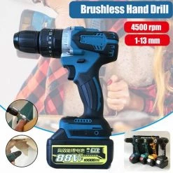 DRILLPRO 100 (W) Perceuse Industrielle Rechargeable Haute Puissance 13 Mm à Impact Sans Balais 4500 Tr / Min Perceuse Haute Puissance 23-48 (n * M) （Sans Batterie） (jaune, Machine Nue Sans Balais) -Perceuse Soldes 2022 27070648 3