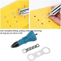 BEARSU Electrique Rivet, Pistolet à Rivets électrique Professionnel Perceuse électrique Sans Fil Adaptateur De Rivetage Kit De Poseur D'écrou De Pistolet à Rivet Conçu Pour Les Rivets(Bleu) -Perceuse Soldes 2022 27154430 3