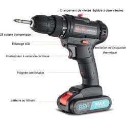 BETTERLIFE Perceuse électrique Au Lithium Perceuse Rechargeable à Deux Vitesses Perceuse De Pistolet Tournevis électrique Domestique Multifonctionnel Tournevis électrique -Perceuse Soldes 2022 27168160 4