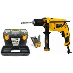 VITO PRO-POWER Perceuse à Percussion 600W VITOPOWER + 8 Forets 3 à 10 Mm ACIER + Boite à Outils VITO 18"