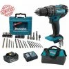 Perceuse Visseuse à Percussion Makita 18V 62Nm DHP482 + 1 Batt 3 Ah + Coffret 34 Accessoires De Perçage Vissage MACCESS + Sac