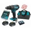 Perceuse Visseuse à Percussion Makita 18V 62Nm DHP482 + 2 Batt 3 Ah + 30 Embouts De Vissage + Porte-embout Magnétique + Sac -Perceuse Soldes 2022 27370996 1