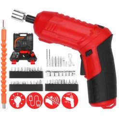 ASUPERMALL Tournevis Sans Fil 47Pcs 3.5Nm Electrique Jeu De Tournevis 3.6V 1800Mah Usb Rechargeable Cle A Cliquet Avant Led Reglable 2 Position Avec Carry Box