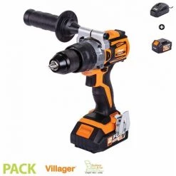 VILLAGER Perceuse électrique Sur Batterie Poignée Latérale Avec Batterie Et Chargeur Fuse VLP 5120 - Noir