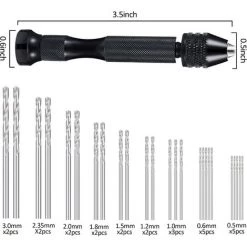 BEARSU 37 Pièces Ensemble De Perceuse à Main, Comprendre Pin Vise Perceuse à Main, Forets Torsion Et Étau Banc Pour Artisanat Sculpture Bricolag (0.3-1.2 Mm PCB Drill) -Perceuse Soldes 2022 29668289 4