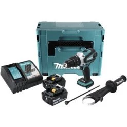 Makita DHP 458 RTJ Perceuse à Percussion Sans Fil 18V 91Nm + 2x Batteries 5.0Ah + Chargeur + Makpac 2 -Perceuse Soldes 2022 29982760 2