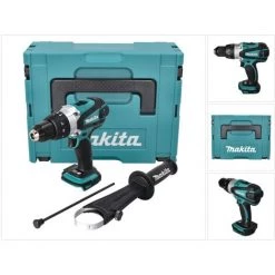 Makita BHP 458 ZJ Perceuse Visseuse à Percussion Sans Fil 18 V Li-Ion + Makita MAKPAC 2 - Sans Batterie, Sans Chargeur
