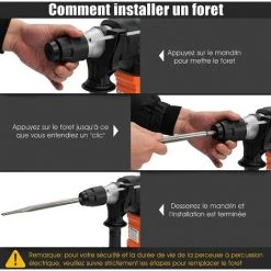 COSTWAY Marteau Perforateur 1500W,4 Fonctions 800 R/min 4,9J Système D'Amortisseur Mandrin SDS-Plus,6 Vitesses Pour Béton,Bois 9 COSTWAY Marteau Perforateur 1500W,4 Fonctions 800 R/min 4,9J Système D'Amortisseur Mandrin SDS-Plus,6 Vitesses Pour Béton,Bois -Perceuse Soldes 2022 30534431 3