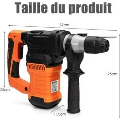 COSTWAY Marteau Perforateur 1500W,4 Fonctions 800 R/min 4,9J Système D'Amortisseur Mandrin SDS-Plus,6 Vitesses Pour Béton,Bois 11 COSTWAY Marteau Perforateur 1500W,4 Fonctions 800 R/min 4,9J Système D'Amortisseur Mandrin SDS-Plus,6 Vitesses Pour Béton,Bois -Perceuse Soldes 2022 30534431 5
