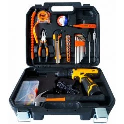 COOFIX Ensemble D'outils à Main Portables Kit D'outils Multifonction De Réparation Domestique 12V Perceuse électrique Sans Fil -Perceuse Soldes 2022 31061571 2