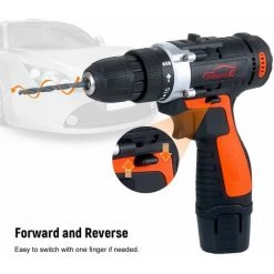 HAPPYSHOPPING Perceuse A Main A Batterie Au Lithium Sans Fil, Polisseuse De Voiture, Fonction D'eclairage, Regulation De La Vitesse En Continu, Couple De 18 Vitesses, Charge Sans Fil 12 V, Norme Europeenne(version A Profil Bas A Deux Vitesses) -Perceuse Soldes 2022 31573297 4