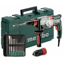 Metabo SDS-Plus Marteau Multifonctions UHEV 2860-2 Quick Set + Jeu De Forets / Burins (10 Pièces)