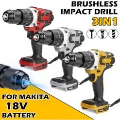 SWAGX Perceuse-visseuse Combinée à Percussion Compacte Sans Balais 1/2 "pour Batterie Makita 18 V (jaune, Batterie Makita 18 V Non Incluse) -Perceuse Soldes 2022 33731089 5