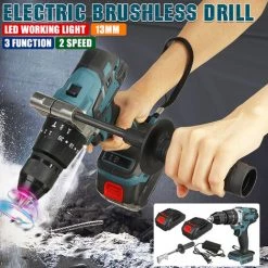 ZEBRAA Perceuse Visseuse Sans Fil Sans Balais 520N.M 13mm 20 Torque Perceuse à Percussion électrique Avec Batterie 4000mah -Perceuse Soldes 2022 33769160 4