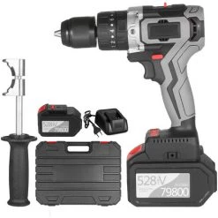 HAPPYSHOPPING Moteur Sans Balai De Perceuse Electrique Au Lithium De Qualite Industrielle Norme Europeenne, Deux Batteries Et Un Chargeur 6.0Ah 528TV - Deux Batteries Et Un Chargeur 6.0Ah 528TV