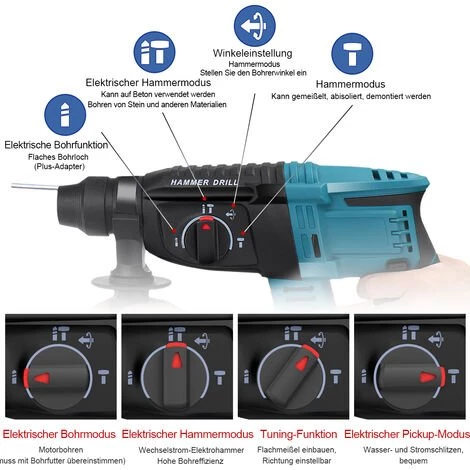 INSMA Perforateur Burineur électrique Marteau Perforateur Sans Fil Brushless 10000bpm 2.2J Avec 1 Batterie 18V 19800mAh 4 INSMA Perforateur Burineur électrique Marteau Perforateur Sans Fil Brushless 10000bpm 2.2J Avec 1 Batterie 18V 19800mAh – Image 2