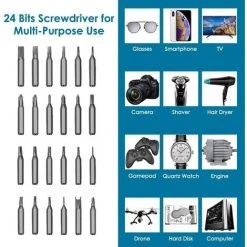 DONTODENT Mini Tournevis électrique, Jeu De Tournevis De Précision Dynamométrique Sans Fil Automatique, Avec Magnétiseur De Lampe De Travail à 24 Bits Outil De Réparation Portable Rechargeable Par USB, Adapté Aux Téléphones Portables, Montres, Jouets, Ordinateurs P -Perceuse Soldes 2022 35077509 3