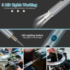 DONTODENT Mini Tournevis électrique, Jeu De Tournevis De Précision Dynamométrique Sans Fil Automatique, Avec Magnétiseur De Lampe De Travail à 24 Bits Outil De Réparation Portable Rechargeable Par USB, Adapté Aux Téléphones Portables, Montres, Jouets, Ordinateurs P -Perceuse Soldes 2022 35077509 4