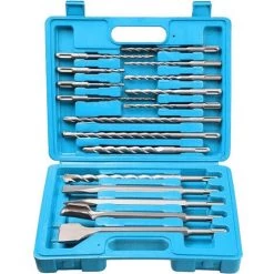 ASUPERMALL 17 Pcs Rotary Hammer Foret Bits Et Ciseaux Kit Avec Boite De Transport Haute Vitesse En Acier Electrique Beton Beton Touche De Forage