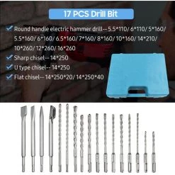 ASUPERMALL 17 Pcs Rotary Hammer Foret Bits Et Ciseaux Kit Avec Boite De Transport Haute Vitesse En Acier Electrique Beton Beton Touche De Forage 9 ASUPERMALL 17 Pcs Rotary Hammer Foret Bits Et Ciseaux Kit Avec Boite De Transport Haute Vitesse En Acier Electrique Beton Beton Touche De Forage -Perceuse Soldes 2022 35098095 3