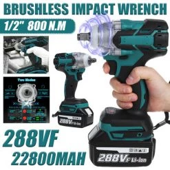 TIGA 288V 1/2 Pouce 800NM 22800mAh Perceuse électrique Sans Fil Clé à Chocs Sans Balais (deux Batteries) -Perceuse Soldes 2022 35625113 4