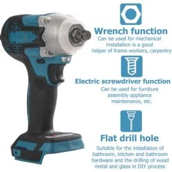 TIGA 800N.m 18V Sans Fil Perceuse à Percussion Sans Balais Tournevis électrique Interrupteur De Changement De Vitesse En Continu Pour Batterie Makita 18V (batterie Non Incluse) -Perceuse Soldes 2022 35625689 3