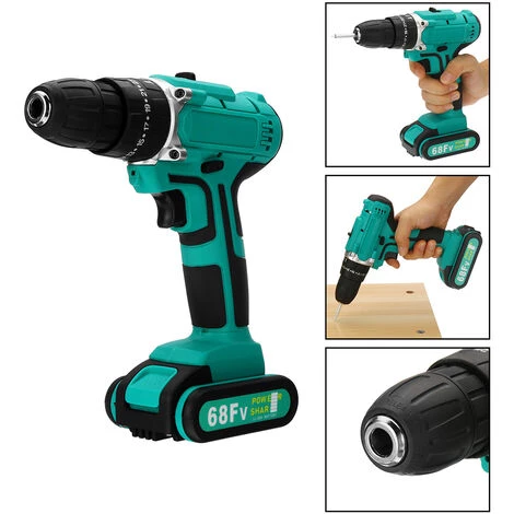 TIGA Prise UE Perceuse à Percussion électrique Sans Fil 68 V Outil De Réparation De Kit De Pilote De Batterie D'alimentation à 2 Vitesses Double Vitesse (Batterie EU à Deux Vitesses à Deux Vitesses) 4 TIGA Prise UE Perceuse à Percussion électrique Sans Fil 68 V Outil De Réparation De Kit De Pilote De Batterie D'alimentation à 2 Vitesses Double Vitesse (Batterie EU à Deux Vitesses à Deux Vitesses) – Image 2