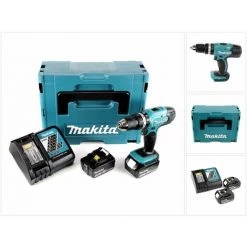 Makita DHP 453 RTJ Perceuse Visseuse à Percussion Sans Fil 18V 42Nm + 2x Batteries 5,0Ah + Chargeur + Coffret Makpac 2