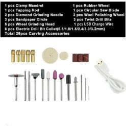 TIGA Nouveau Bricolage électrique Broyeur Ensemble USB DC Vitesse Variable Poignée Sans Fil Rectifieuse Pour Sculpture Gravure Coupe Fraisage Polissage Kit D'outils -Perceuse Soldes 2022 35856184 5